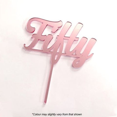 NUMBER FIFTY | ROSE GOLD MIRROR | ACRYLIC CAKE TOPPER