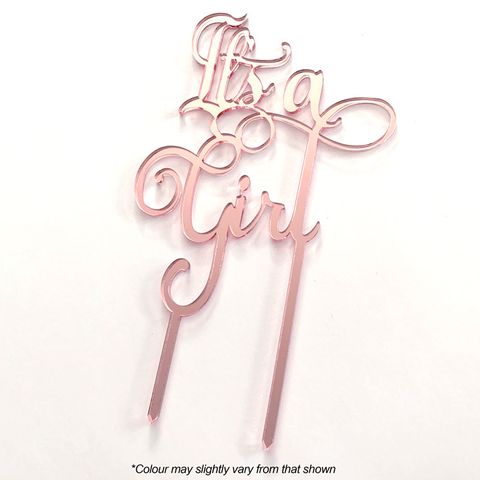 IT'S A GIRL | ROSE GOLD MIRROR | ACRYLIC CAKE TOPPER