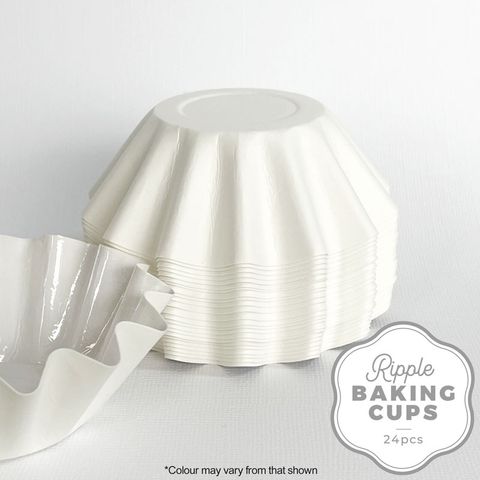 CAKE CRAFT | RIPPLE BAKING CUP | WHITE | 24 PACK (online only)