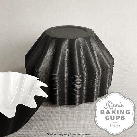 CAKE CRAFT | RIPPLE BAKING CUP | BLACK | 24 PACK (online only)