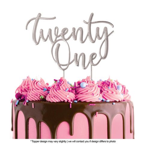 CAKE CRAFT | METAL TOPPER | TWENTY ONE | SILVER | 10CM