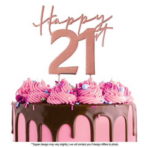 CAKE CRAFT | METAL TOPPER | HAPPY 21ST | ROSE GOLD | 12CM