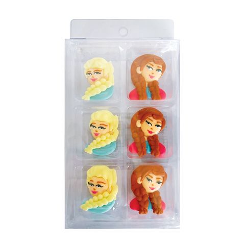 FROZEN - ELSA & ANNA FACE | SUGAR DECORATIONS | 6 PIECE PACK