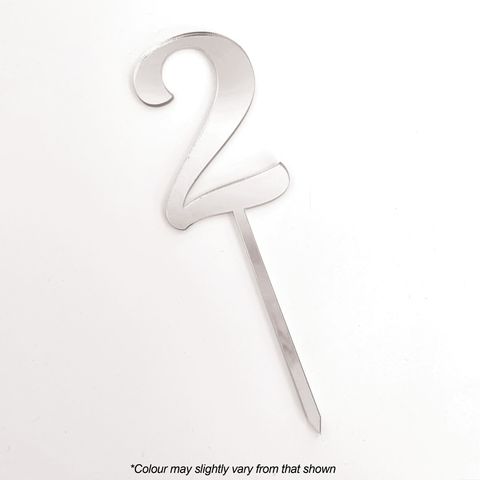 CAKE CRAFT | #2 | 9CM | SILVER MIRROR | ACRYLIC CAKE TOPPER