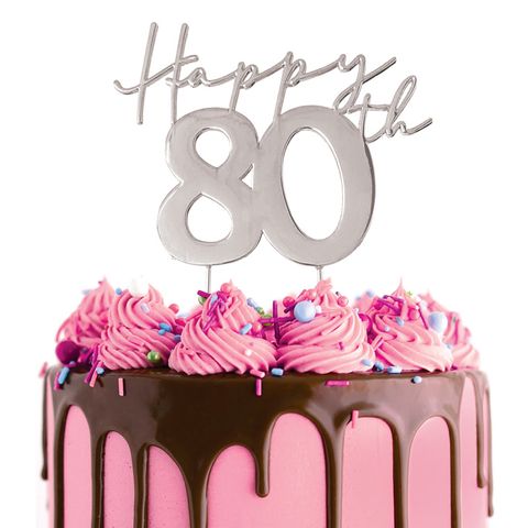 CAKE CRAFT | METAL TOPPER | HAPPY 80TH | SILVER