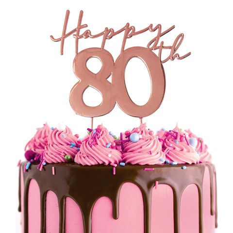 CAKE CRAFT | METAL TOPPER | HAPPY 80TH | ROSE GOLD