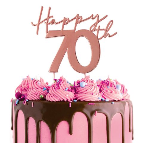 CAKE CRAFT | METAL TOPPER | HAPPY 70TH | ROSE GOLD
