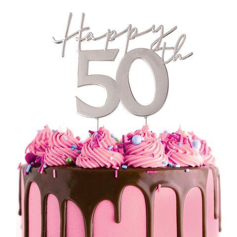 CAKE CRAFT | METAL TOPPER | HAPPY 50TH | SILVER