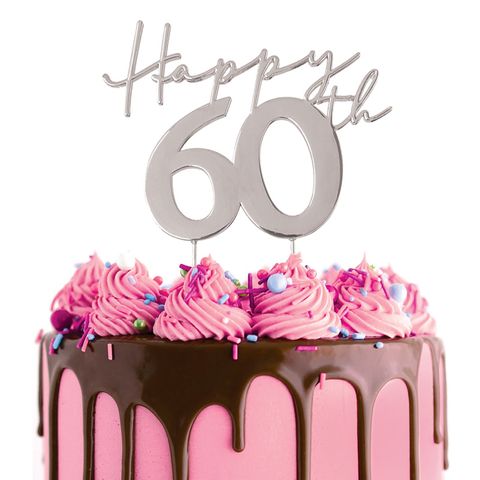 CAKE CRAFT | METAL TOPPER | HAPPY 60TH | SILVER