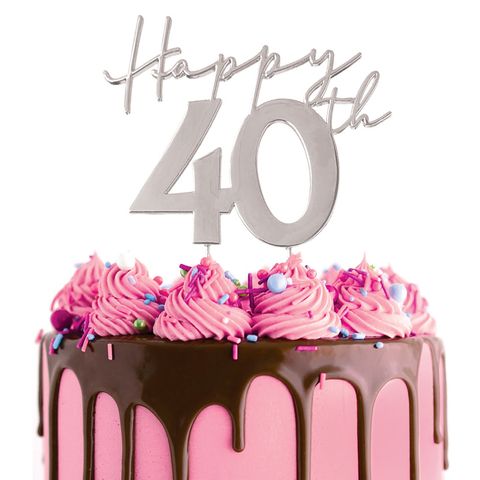 CAKE CRAFT | METAL TOPPER | HAPPY 40TH | SILVER