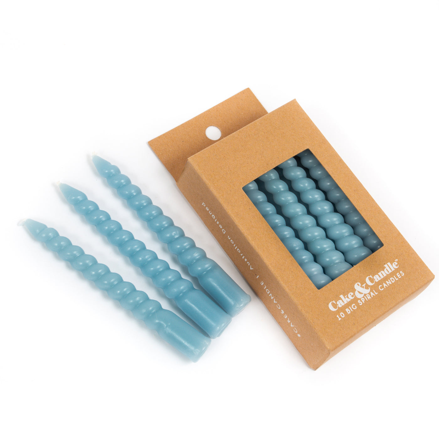 10CM BLUE LARGE SPIRAL CANDLES (PACK OF 10)