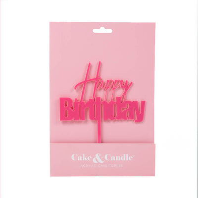 FUN HAPPY BIRTHDAY CAKE TOPPER - PINK