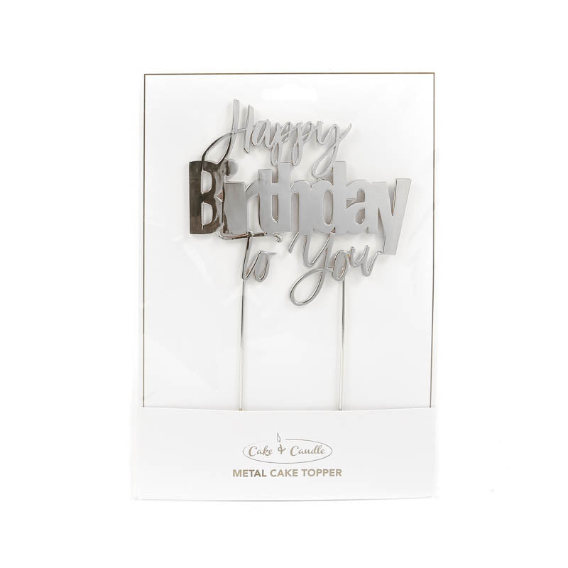 SILVER METAL CAKE TOPPER - HAPPY BIRTHDAY TO YOU (ONLINE ONLY)