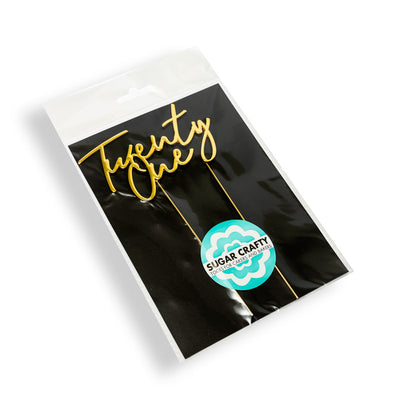 GOLD PLATED CAKE TOPPER - TWENTY ONE (ONLINE ONLY)