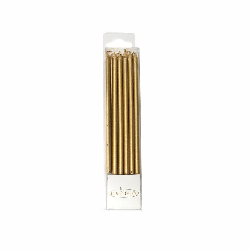 12CM TALL CAKE CANDLES GOLD (PACK OF 12)