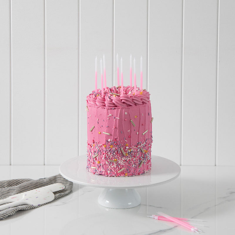 OMBRE CAKE CANDLES PINK (PACK OF 12)