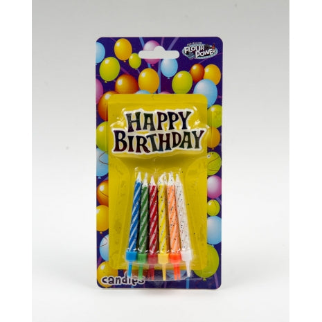 Happy Birthday Glitter Spiral Candle with Sign