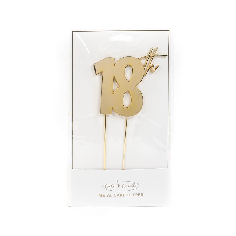 GOLD METAL CAKE TOPPER - 18TH