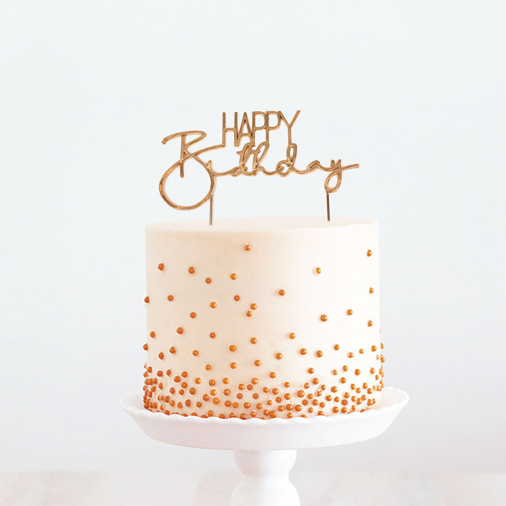 ROSE GOLD METAL CAKE TOPPER - HAPPY BIRTHDAY 2