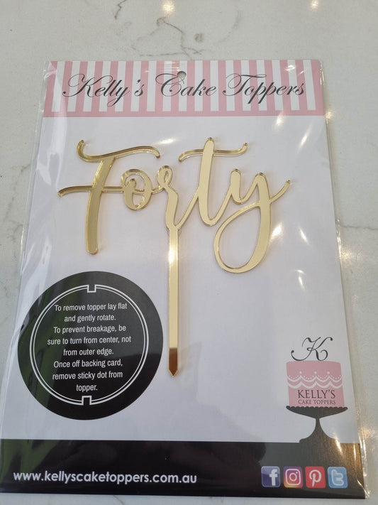 Gold Acrylic Topper Forty - Curly Script