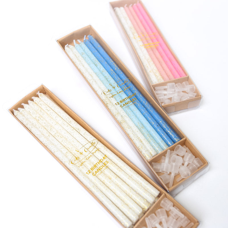 PASTEL STRIPED CAKE CANDLES (PACK OF 12)