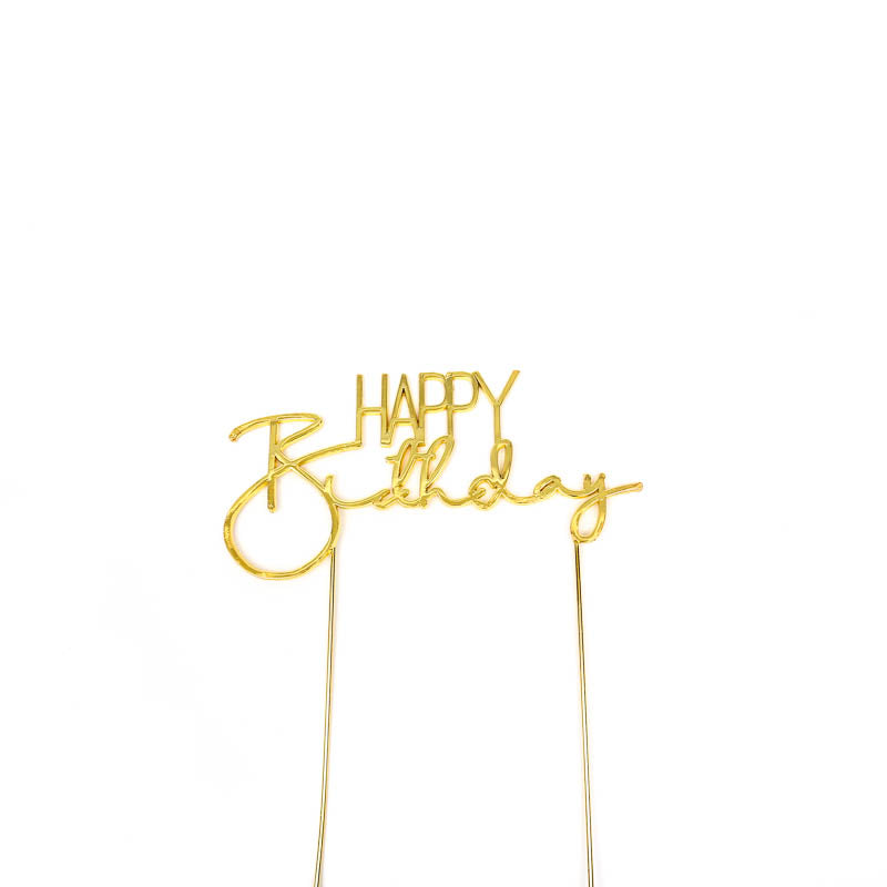 GOLD METAL CAKE TOPPER - HAPPY BIRTHDAY 2