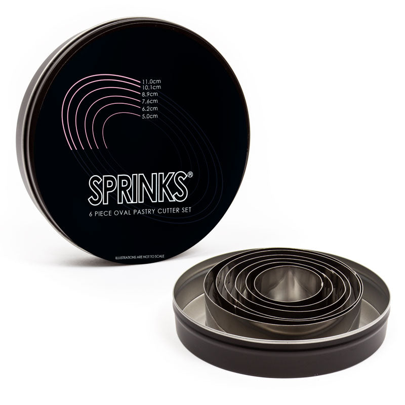 6-PIECE OVAL STAINLESS PASTRY CUTTER SET - BY SPRINKS (ONLINE ONLY)