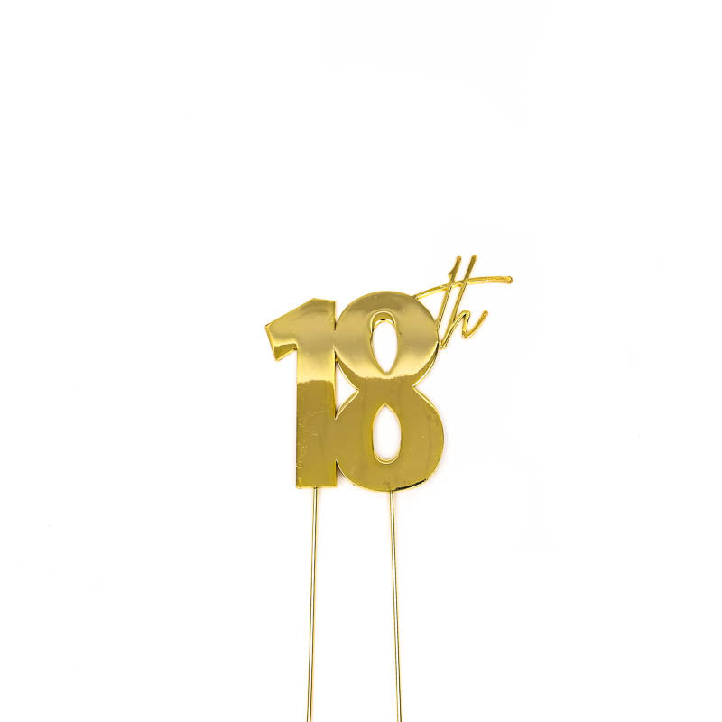 GOLD METAL CAKE TOPPER - 18TH