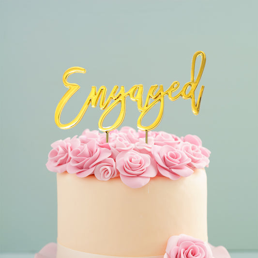 GOLD PLATED CAKE TOPPER - ENGAGED