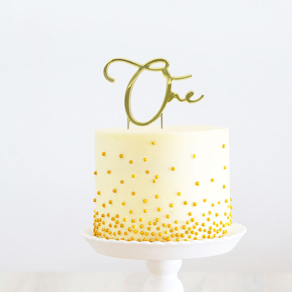 GOLD METAL CAKE TOPPER - ONE (ONLINE ONLY)