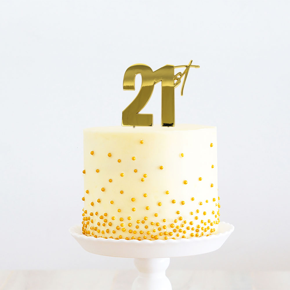 GOLD METAL CAKE TOPPER - 21ST