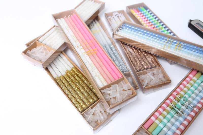 PASTEL STRIPED CAKE CANDLES (PACK OF 12)