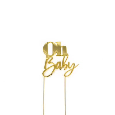 GOLD METAL CAKE TOPPER - OH BABY (ONLINE ONLY)