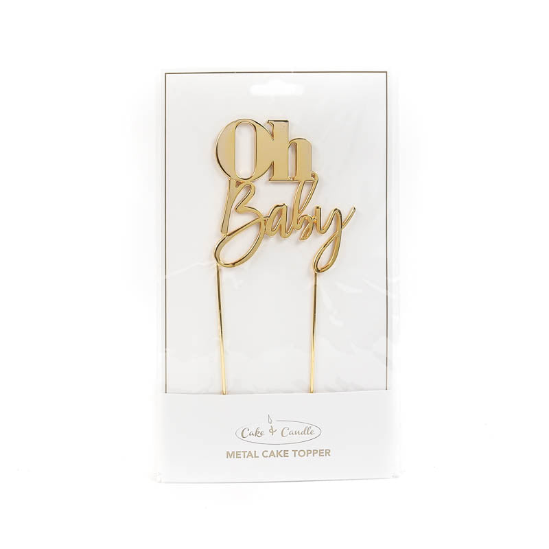 GOLD METAL CAKE TOPPER - OH BABY