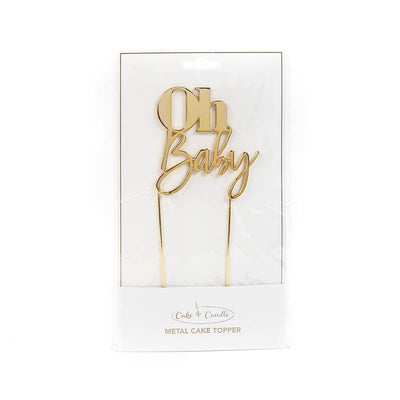 GOLD METAL CAKE TOPPER - OH BABY (ONLINE ONLY)