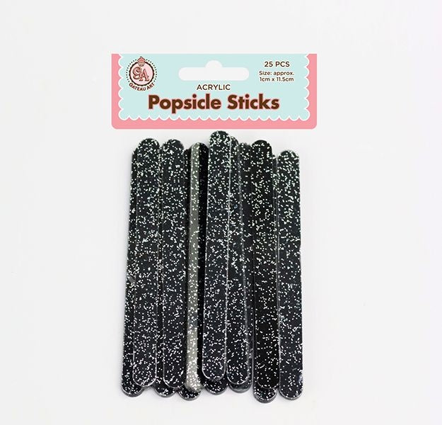 BLACK GLITTER - ACRYLIC CAKESICLE STICKS