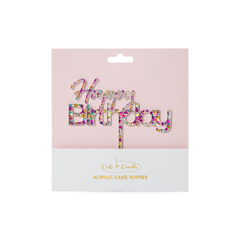 RAINBOW GLITTER HAPPY BIRTHDAY 1 CAKE TOPPER