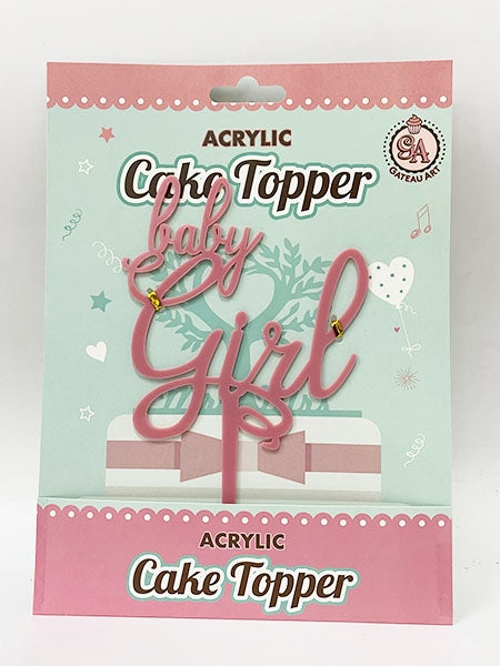 BABY GIRL STYLE 1 - PINK ACRYLIC CAKE TOPPER