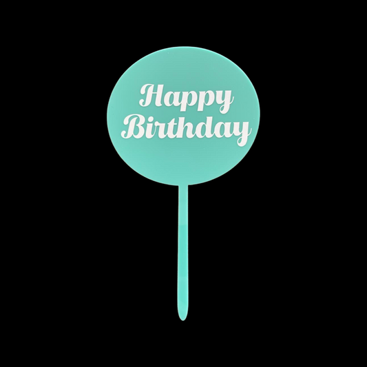Happy Birthday Circle (Teal with White Text)