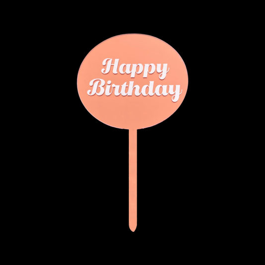 Happy Birthday Circle (Rose Gold with White Text)