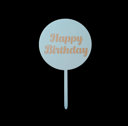 Happy Birthday Circle (Baby Blue with Silver Text)