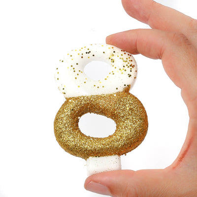 8CM GOLD GLITTER DIPPED CANDLE - NUMBER 8 (ONLINE ONLY)