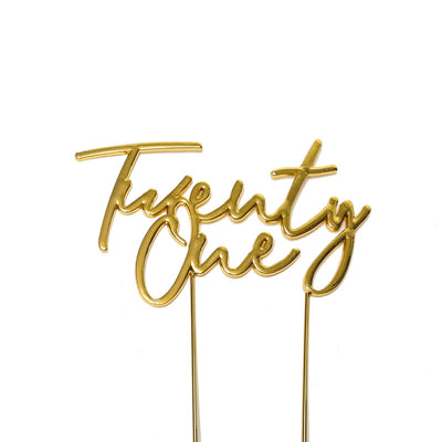 GOLD PLATED CAKE TOPPER - TWENTY ONE (ONLINE ONLY)