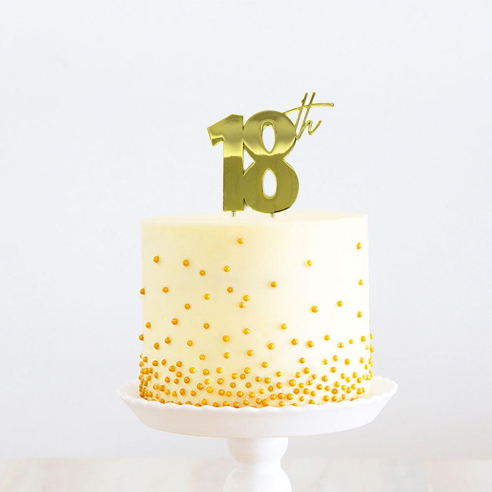 GOLD METAL CAKE TOPPER - 18TH