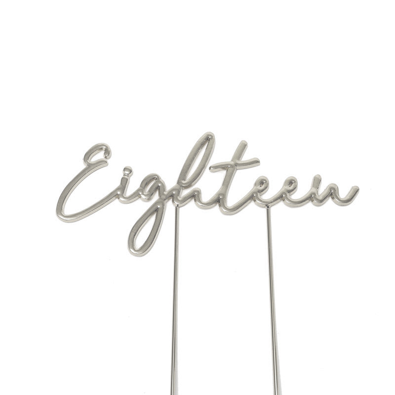 SILVER PLATED CAKE TOPPER - EIGHTEEN