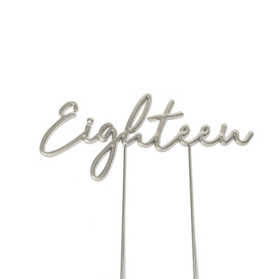 SILVER PLATED CAKE TOPPER - EIGHTEEN