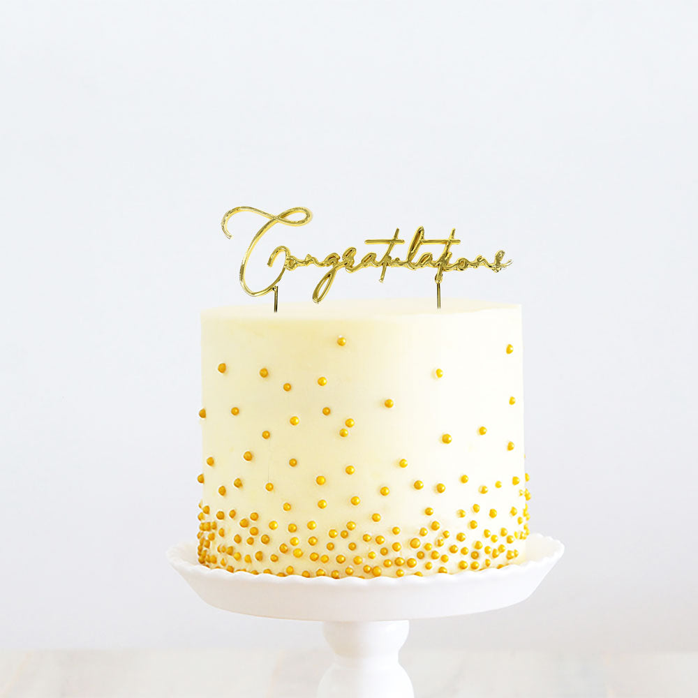 GOLD METAL CAKE TOPPER - CONGRATULATIONS