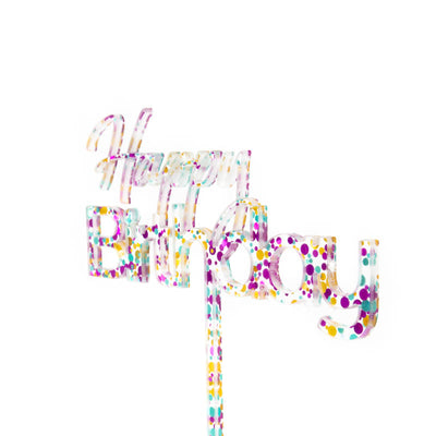 RAINBOW GLITTER HAPPY BIRTHDAY 1 CAKE TOPPER