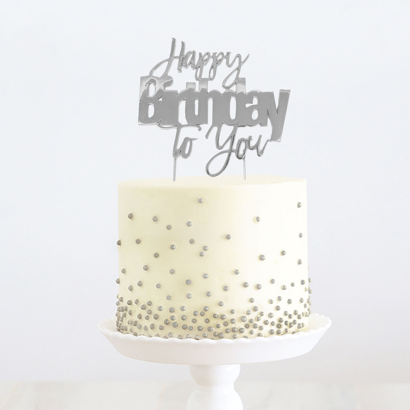 SILVER METAL CAKE TOPPER - HAPPY BIRTHDAY TO YOU (ONLINE ONLY)