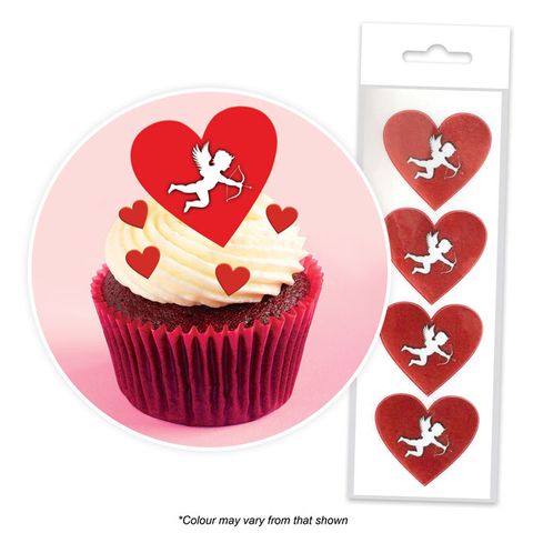 CAKE CRAFT | CUPID HEARTS | WAFER TOPPERS | PACKET OF 16